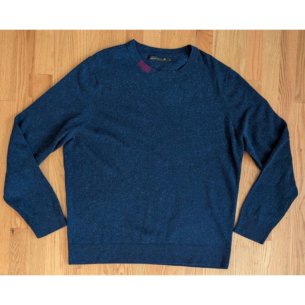 Redvanly Mens 100% Merino Wool Crewneck Sweater XL Navy Speckled Brookside Golf